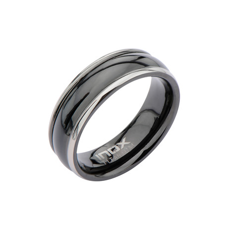 Titanium Plain Edge Rim Ring // Black (Size 9)
