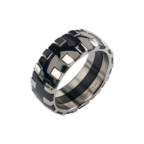 Stainless Steel Jigsaw Ring // Black