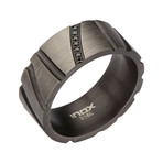 Men's Steel Gunmetal Band // Curved Black CZ Gem Line (Size 9)