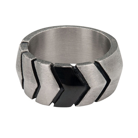 Men's Chevron Art Deco Ring (Size 9)