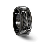 Sport Black Titanium Cable & Spinel, Sterling Silver Bezel // 9.5mm (Size 8)