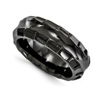 Black Titanium Ring + Faceted Edges (Size 8)