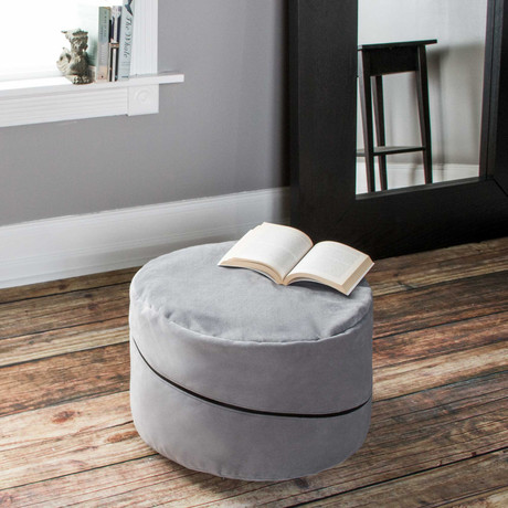 Jaxx Peachtree Pouf // Round Bean Bag Ottoman (Black)