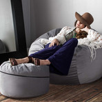 Jaxx Peachtree Pouf // Round Bean Bag Ottoman (Black)