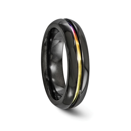 Black Titanium Rainbow Anodized Ring // 6mm (Size 7)