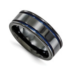 Titanium Black Ti Grooved Blue Anodized // 8mm (Size 8)