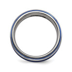 Titanium Grooved Blue Anodized // 7.5mm (Size 7)