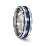 Titanium Grooved Blue Anodized // 7.5mm (Size 7)