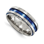 Titanium Grooved Blue Anodized // 7.5mm (Size 7)