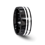 Wellington Black Titanium & Sterling Silver Polished // 9mm (Size 8)