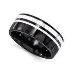 Wellington Black Titanium & Sterling Silver Polished // 9mm (Size 8)