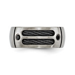 Sport Titanium Cable + Black Spinel Sterling Silver Bezel (Size 8)