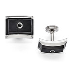 Titanium + Steel Spinel Sterling Silver Bezel Cuff Link