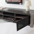 Coordinator TV Stand // High-Gloss + Stainless Steel (Gray)