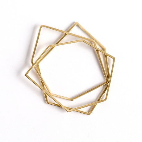 Geometric Gold Bangle // Set of 3 (Small 2.5")
