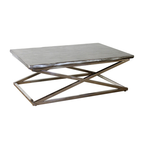 Voltin Live Edge Coffee Table with Chrome legs