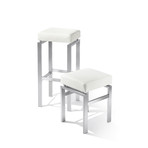 Madrio Bar Stool // White Handstitched Leather