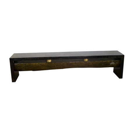 Vinson Gold and Rustic Black Live Edge Bench