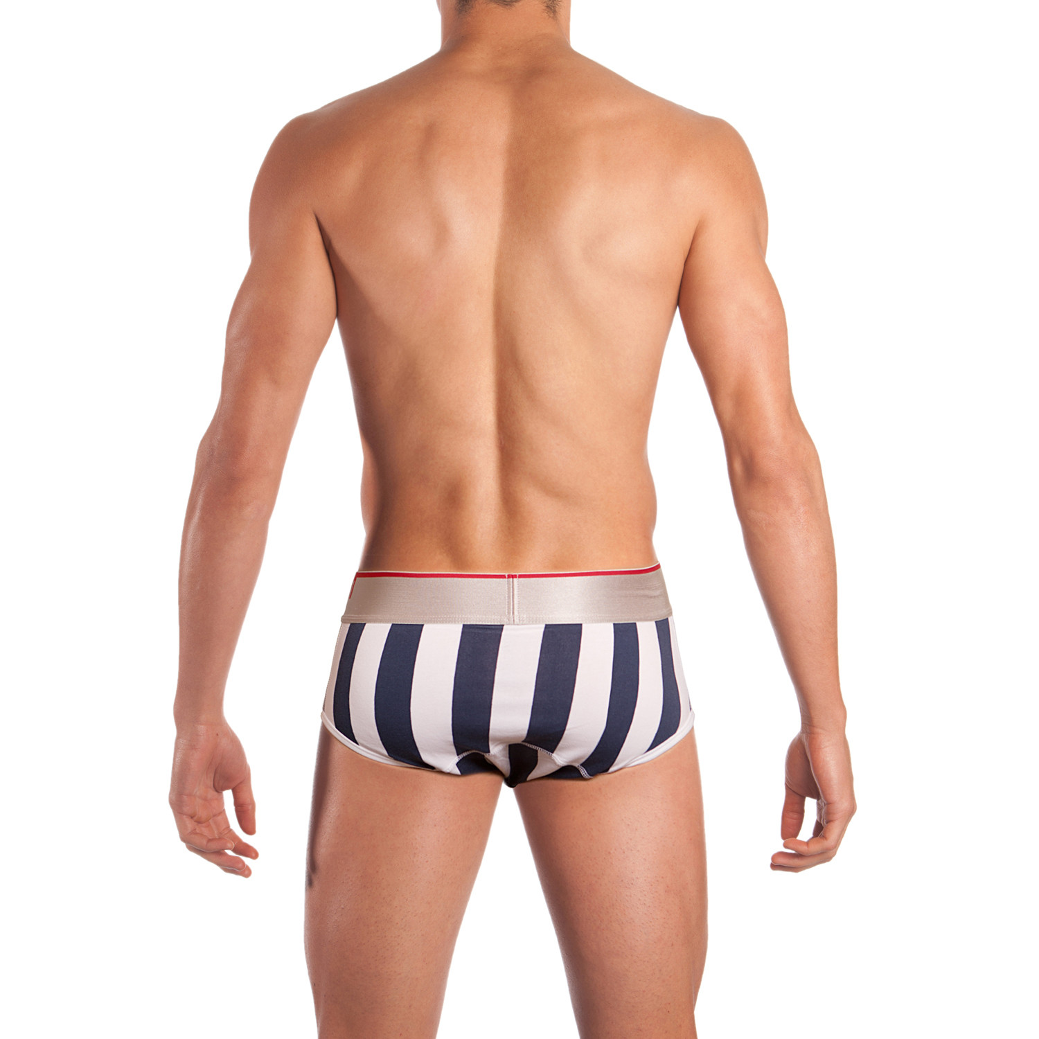 Silver //Blue & White Stripe Brief (Small) Mosmann Underwear Touch
