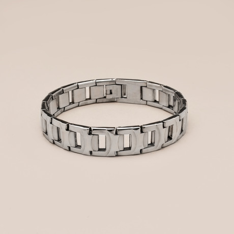 Fancy Stainless Steel Link Bracelet // Silver