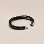 3 Strand Genuine Leather Braided Bracelet // Black