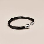 7 Strand Genuine Leather Twisted Bracelet // Black