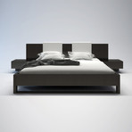 Monroe Bed + Nightstands + White Headrest Pillows // Wenge (Eastern King: 86"L x 127"W x 33"H)