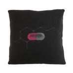 Happy Pill with Chemical Structure Pillow // Square (Multicolor Cream)