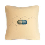 Happy Pill with Chemical Structure Pillow // Square (Multicolor Cream)