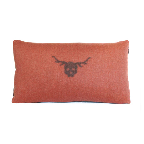 Skull and Antlers Pillow (Brown, Brick)