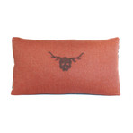 Skull and Antlers Pillow (Brown, Brick)