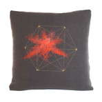 Geometric Starburst Pillow // Square (Orange, Gold)