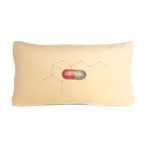 Happy Pill with Chemical Structure Pillow // Rectangular (Multicolor Cream)