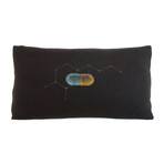 Happy Pill with Chemical Structure Pillow // Rectangular (Multicolor Cream)