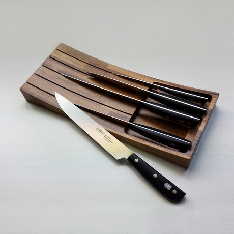 Rail Collezione 5-Piece Resin Sintesi Knife Set // Walnut Block