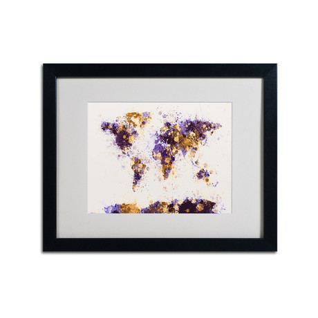 Michael Tompsett // Paint Splashes World Map 4 // Matted Framed
