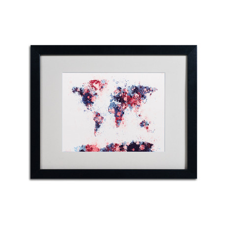 Paint Splashes World Map 3 // Matted Framed