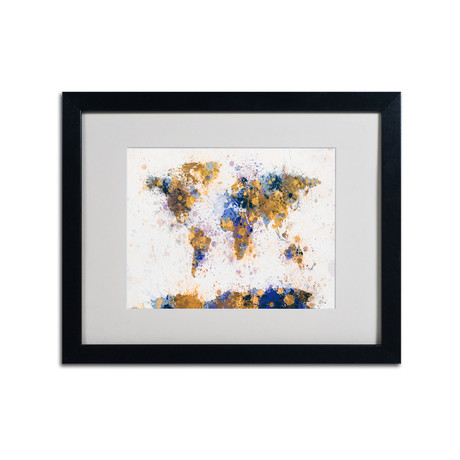 Paint Splashes World Map 2 // Matted Framed