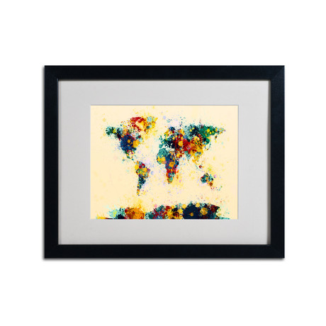 Michael Tompsett // World Map Splashes // Matted Framed