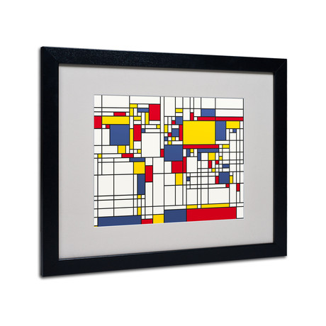 Mondrian World Map // Matted Framed