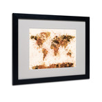 Michael Tompsett // World Map // Bronze Splash // Matted Framed