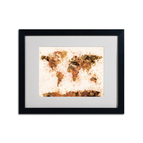 Michael Tompsett // World Map // Bronze Splash // Matted Framed