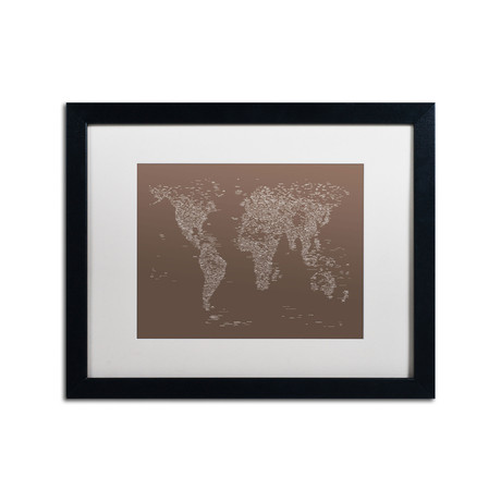 Font World Map IV // Matted Framed