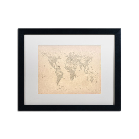 World Map of Cities // Matted Framed