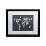 World Text Map // Blue // Matted Framed