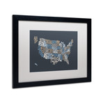 United States Text Map // Matted Framed