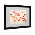 World Map - Orange // Matted Framed