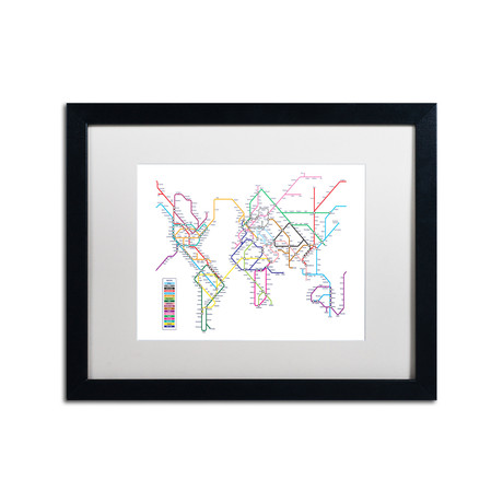 World Map - Subway // Matted Framed
