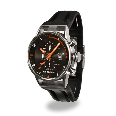 Montecristo Classic Chronograph // Black + Orange (Black Strap)