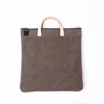 Crossbody Tote 401 // Waxed Canvas with Leather Handles (Charcoal)